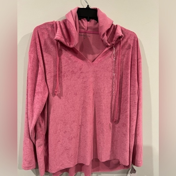New REBELLIOUS ONE Trendy Plus Size Loop Terry Hoodie Pink 2X, 3x - Picture 3 of 7
